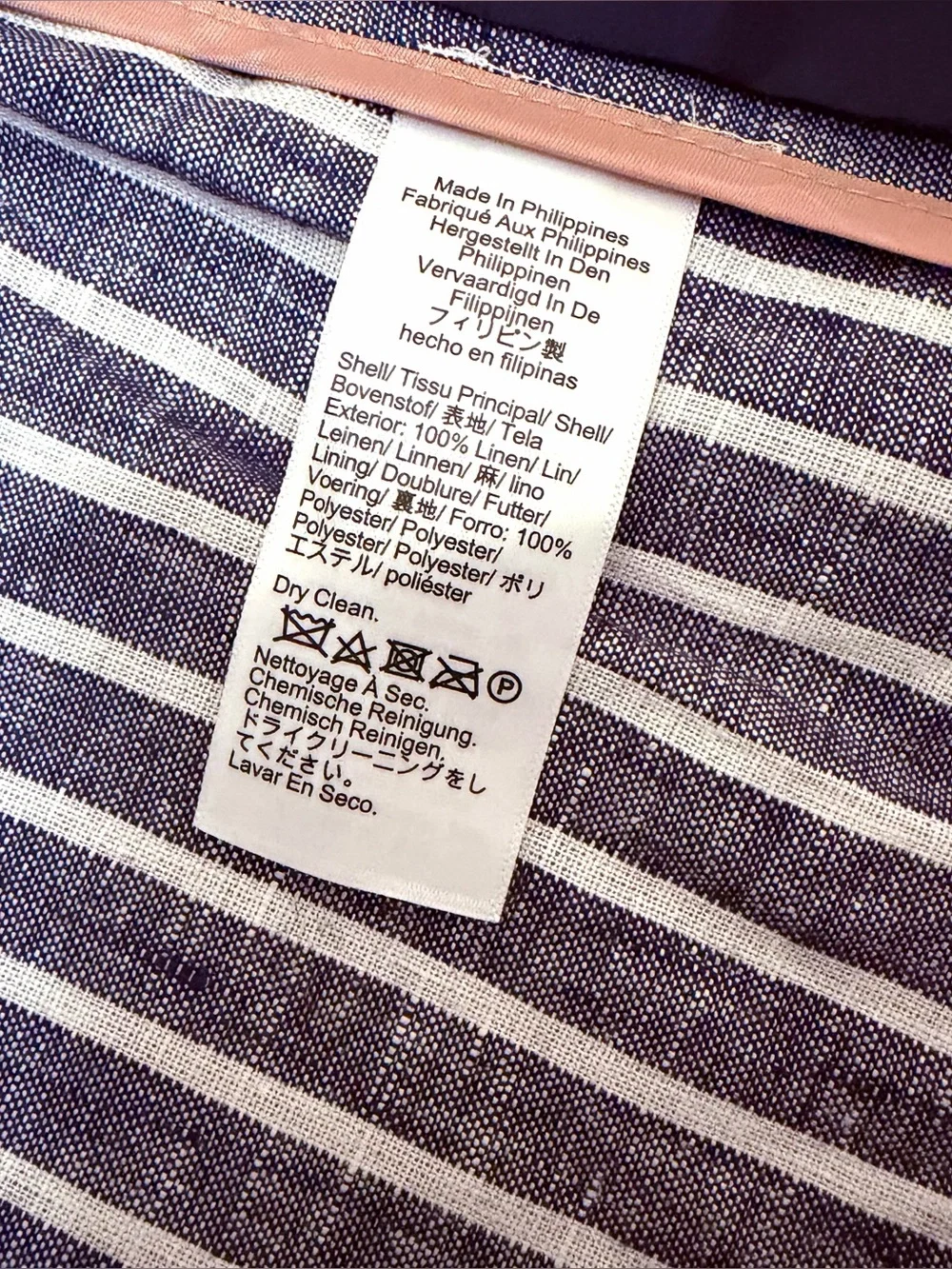 J. Crew Alfie Blazer Striped Linen Navy Blue Jacket